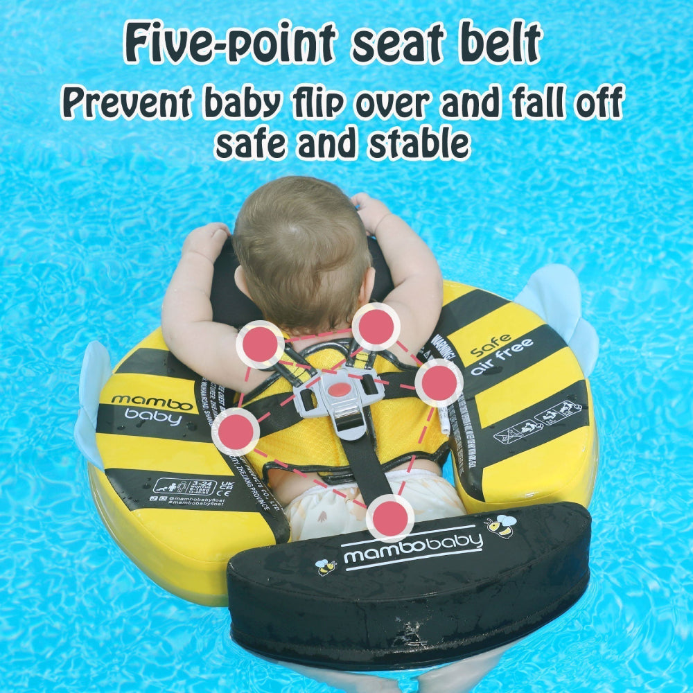 Removable UPF 50+ sun canopy on the Mambobaby Butterfly air-free baby float — view 3.