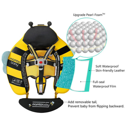 Removable UPF 50+ sun canopy on the Mambobaby Butterfly air-free baby float — view 5.
