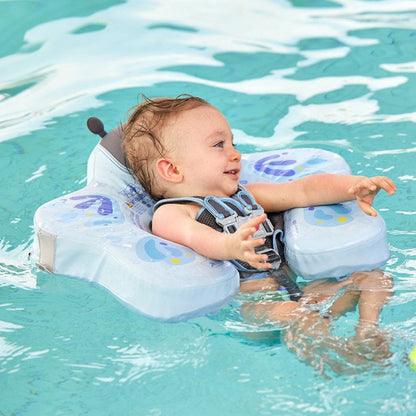Removable UPF 50+ sun canopy on the Mambobaby Butterfly air-free baby float — view 8.