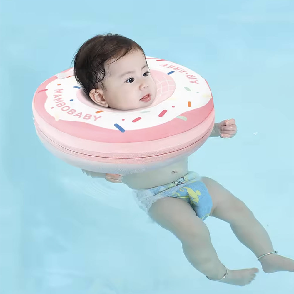 Baby in a pool using the Mambobaby Spa air-free float, with an adult within arm's reach — view 2.