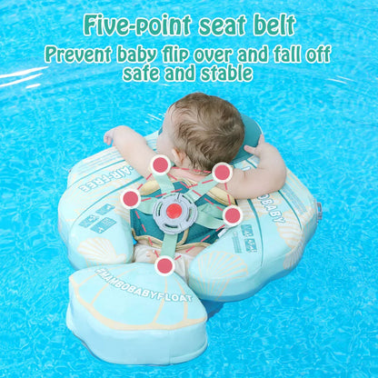 Close-up of the adjustable strap buckles and lock button on the Mambobaby Seashell Travel.