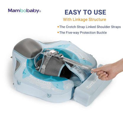 Close-up of the adjustable strap buckles and lock button on the Mambobaby Turtle.