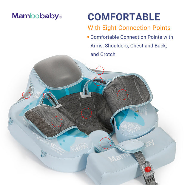 Mambobaby™ Turtle Float featuring the 8-point connection safety system for stability.