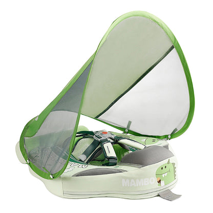 Mambobaby Dinosaur in green — air-free baby float with no pump and no valve.