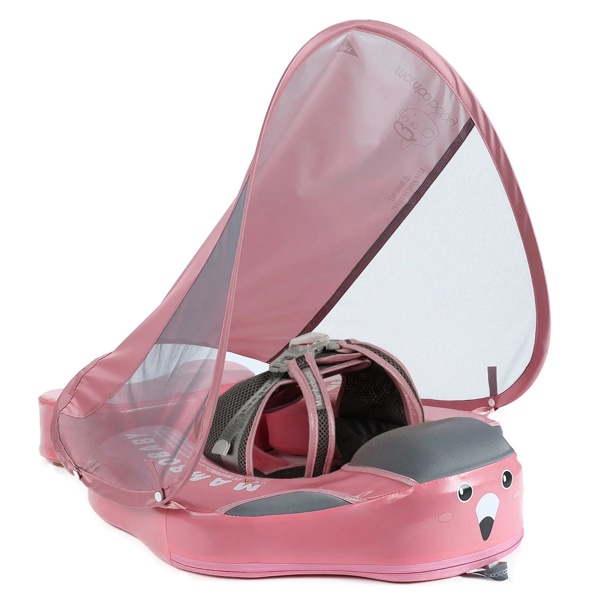 Mambobaby Flamingo Edition in pink — air-free baby float with no pump and no valve.