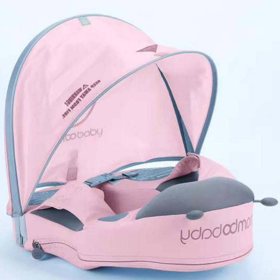 Mambobaby™ Ladybug Shoulder Float for toddlers 1-3 years, showing the air-free swim trainer with UPF 50+ canopy.