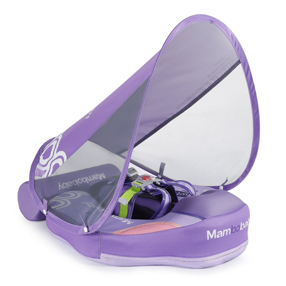 Mambobaby Modern Geometric in purple — air-free baby float with no pump and no valve.