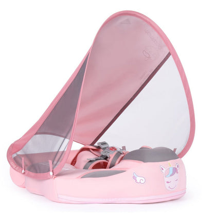Mambobaby Unicorn in pink — air-free baby float with no pump and no valve.