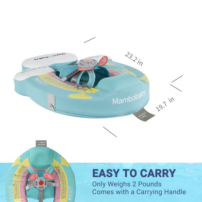 Size and weight guide for the Mambobaby Rainbow air-free baby float.