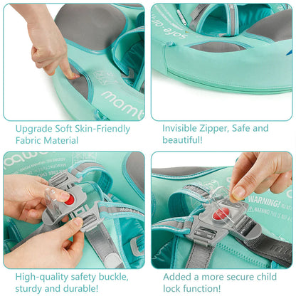 Close-up of the adjustable strap buckles and lock button on the Mambobaby Flamingo Edition — view 2.