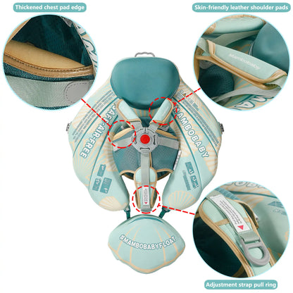 Close-up of the adjustable strap buckles and lock button on the Mambobaby Seashell Travel — view 3.