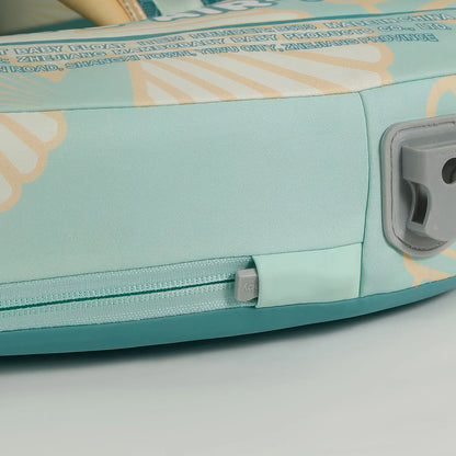 Close-up of the adjustable strap buckles and lock button on the Mambobaby Seashell Travel — view 6.