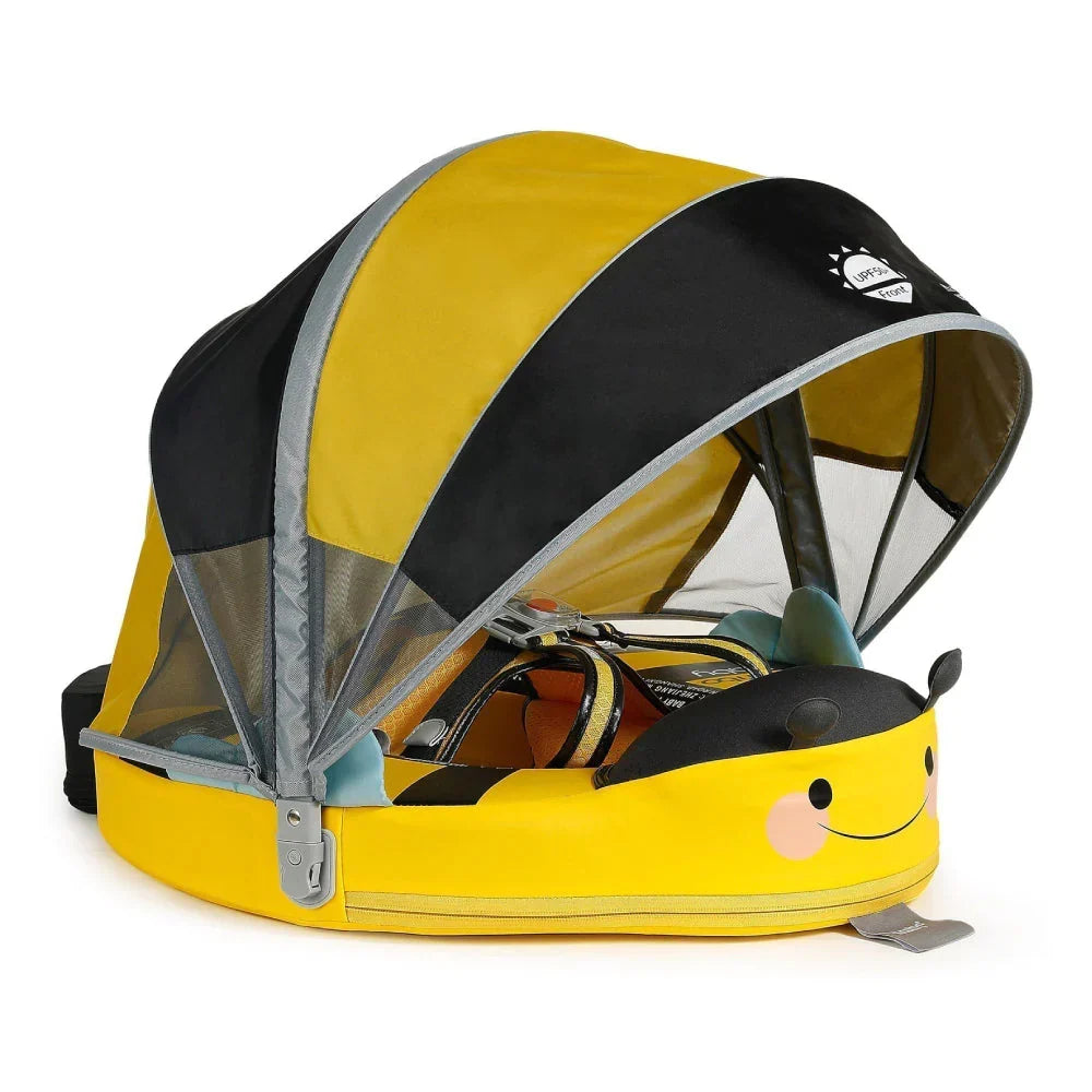 Mambobaby™ Yellow Bee Float — air-free, non-inflatable baby swim trainer.